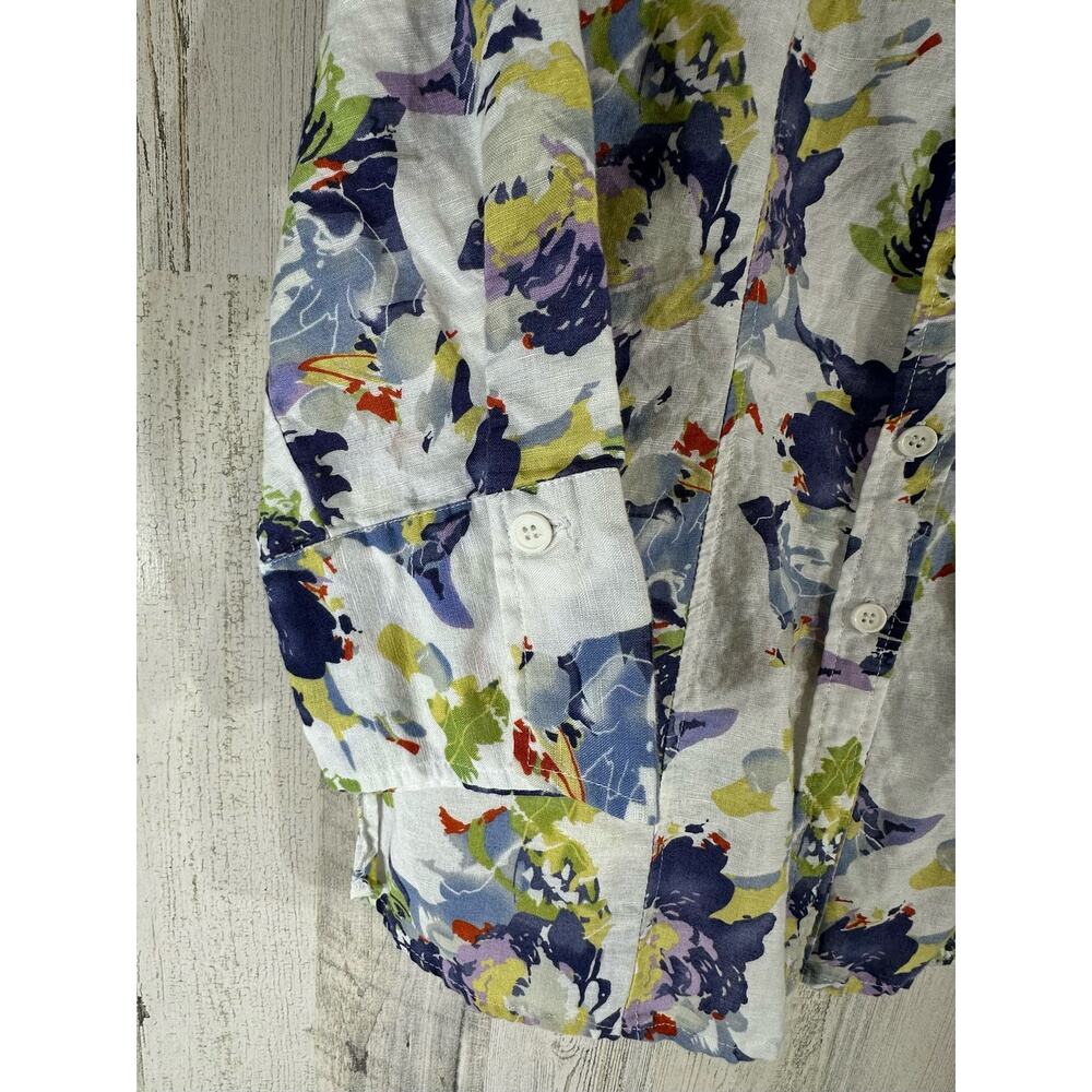 Harve Benard Womens‎ Linen Blend Top Size Large Watercolor Floral Button Up - Picture 9 of 9